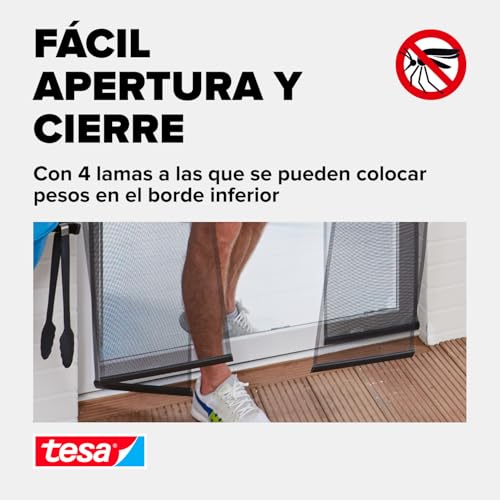 Insect Stop Cortinas STANDARD para Puertas, Mosquitera de 4 Piezas con Cinta Adhesiva de Gancho y Bucle, Sin Necesidad de Taladrar, Blanca, 95 cm x 220 cm