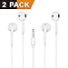 Earbuds,BYXN iPhone Earphones with Microphone Stereo Headphones with Mic and Remote Control [2Pack] for iPhone 6s 6 Plus 5s 5 4s 4 SE 5C iPad iPod 7 8 7s IOS S8 S7 S6 Note 1 2 3 2 In Ear Earbuds