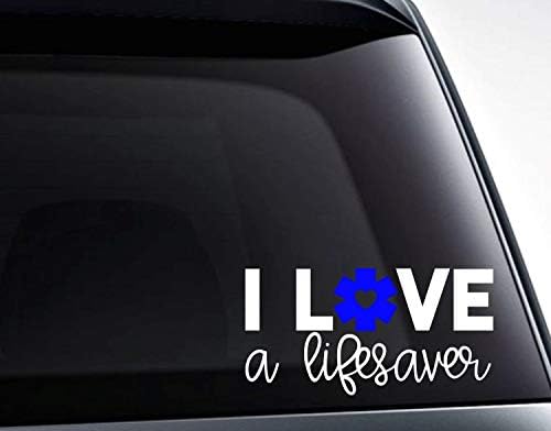 isti I Love a Lifesaver Paramedic EMT Love 2 Color Die Cut Vinyl Decal Sticker
