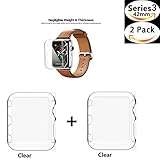 Apple Watch Series 3 Case , Sfmn 2pack iWatch 3 Case Cover PC Hard Clear Screen Protector for Apple Watch 3 42mm(2pack-Clear, 42mm)