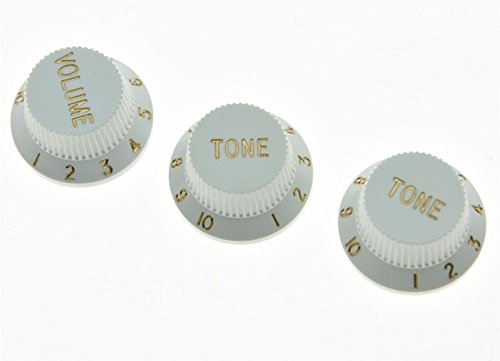 KAISH Set of 3 White ST Strat Style Guitar Knob Volume Tone Knobs
