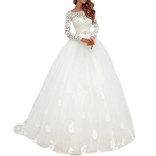 Luckyshe Damen Lang A Linie Brautkleid Prinzessin Hochzeitskleider Mit Schleppe Spezielle Anlasse Arbeitskleidung Hochzeitsmode Entecservicesinc Com