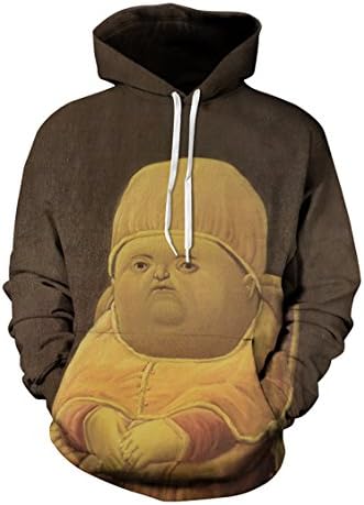 Cutiefox Womens Hooded 3D Cartoon Bady Print Pullover Hoodie Sweatshirt Brown M