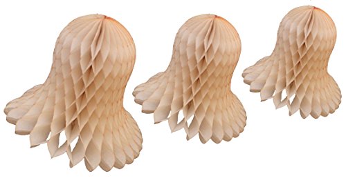 Vintage Ivory - French Vanilla Honeycomb Tissue Bell Decorations, Set of 3 (15 inch, 11 inch, 9 inch)