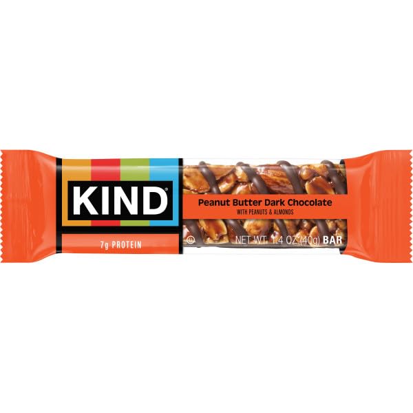 KIND HEALTHY SNACKS BARS, PEANUT BUTTER DARK CHOCOLATE, GLUTEN FREE, LOW SODIUM SNACKS, 7G PROTEIN, 12 COUNT