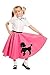 1950s Hot Pink Poodle Skirt for Girls with Musical Note Printed Scarf | One Size | 1950s Costumes for Girls| 50s Costumes for Kids