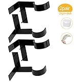 Lnlofen Single Curtain Rod Brackets, 2Pair(4Pcs), Curtain Rod Holders Set, Tap Right Into Window Frame Curtain Rod Hang Curtain Brackets for Window Bedroom Home Decoration (Black)
