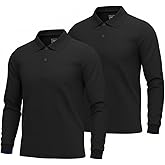 INGEAR Boys Long Sleeve Polo Shirt 2-Pack, Performance School Uniform, Golf, Casual Wear,Breathable, Stretch,Sizes 4-18