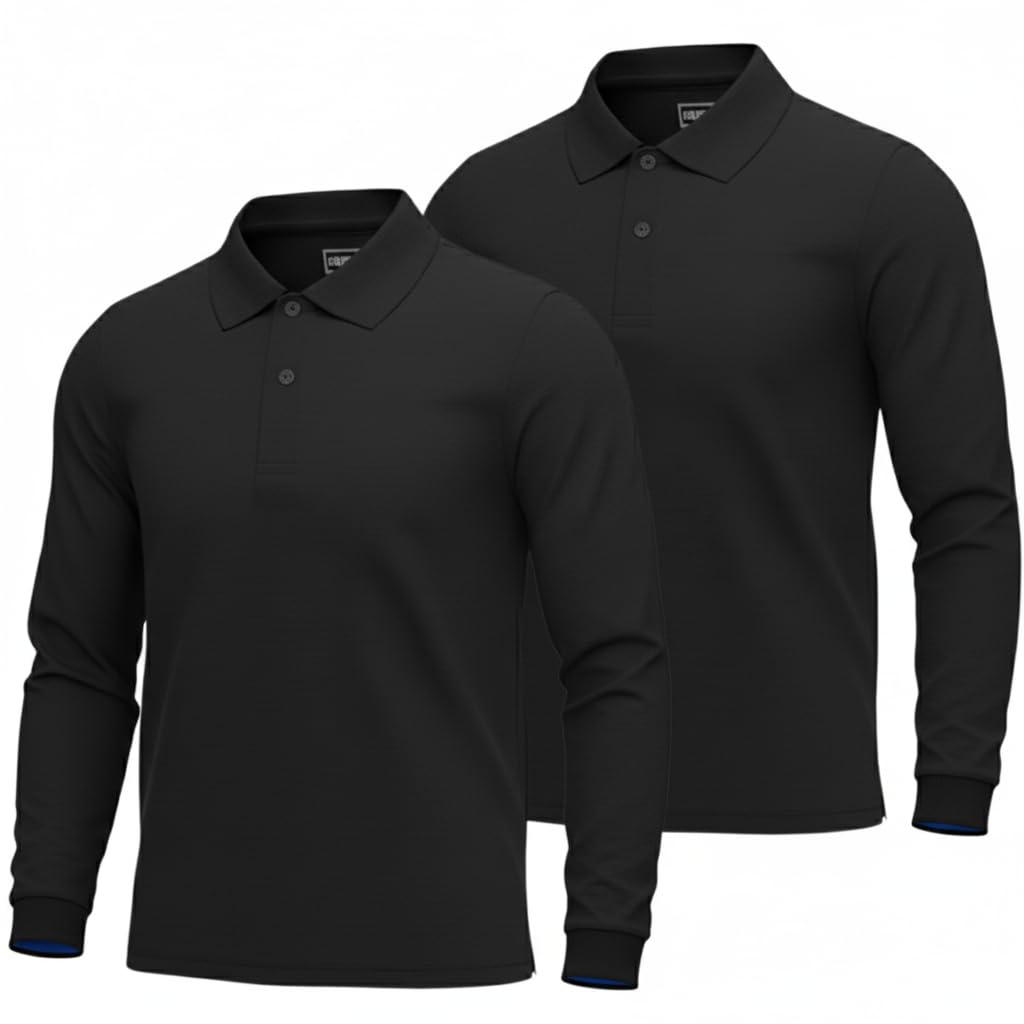 Photo 1 of INGEAR Girls Long Sleeve Polo Shirt 2PK for School Uniform, Golf, Casual Wear (US, Alpha, Medium, Regular, Black)