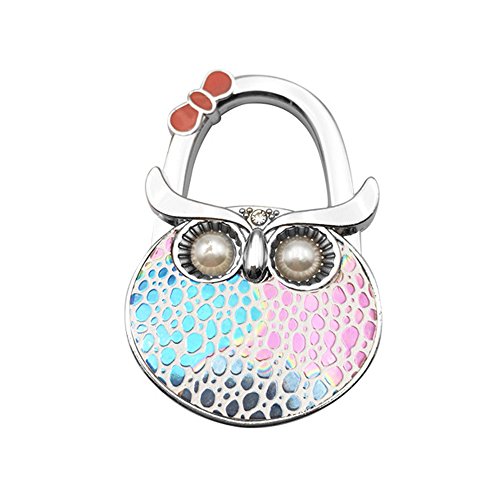 Handbag Hanger,FOME Set of 4 Foldable Purse Hook Purse Table Hook Holder Owl Shape Bag Hanger Hook 4.72x1.77in Mixed Color - Thumbnail 2