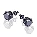 Areke Unisex Stainless Steel Stud Earrings - Mens Womens Round Cubic Zirconia Earring - 6 Pairs