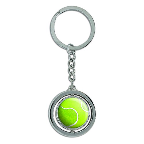 Tennis Ball Spinning Round Metal Key Chain Keychain Ring