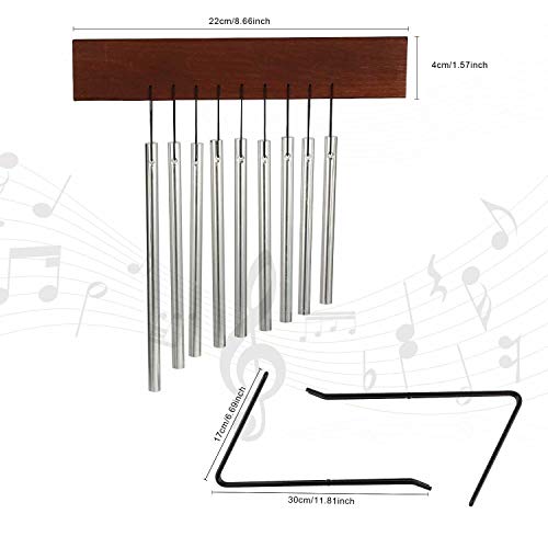Table Top Bar Chime, Single-row Musical Percussion Instrument with Solid Aluminum Pipe and Iron Stand Stick for Ornament Classroom Office Decoration Kids Educational Gift - Thumbnail 4