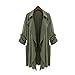 Yanekop Womens Plus Size Trench Coat Cardigan Open Front Lightweighted Fall Coat(Army Green,2XL)