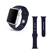 Apple watch band,Soft Silicone Sport Style Replacement for 38mm Apple Watch All Models - 2 Lengths - Midnight blue