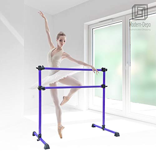 Modern-Depo Portable Double Freestanding Ballet Barre for Home | Adjustable 4 FT Stretch/Dance Barre, Fitness Ballet Bar for Kids