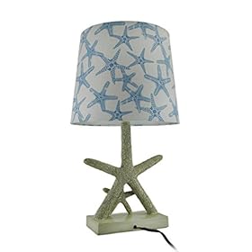 Star of the Sea Starfish Table Lamp w/Printed Fabric Shade Set of 2 41Z5pNtLXdL