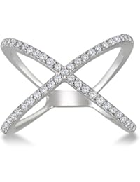 AGS Certified 1/2 Carat TW Diamond Criss Cross X Ring in 10K White Gold