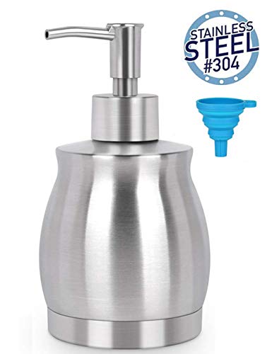 DK177 Stainless Steel Countertop Soap Dispenser Prime 390ml Liquid Bottle for Kitchen & Bathroom Hand Dish Lotion
