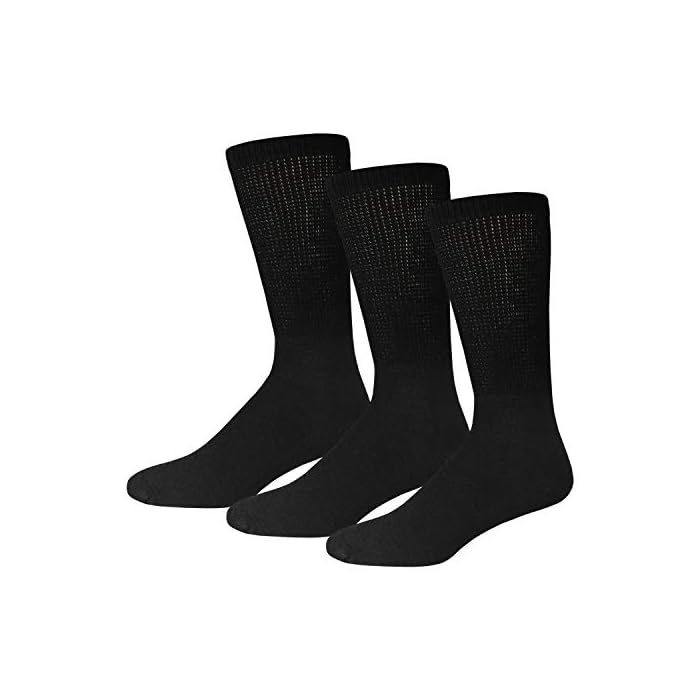 Big and Tall Diabetic Neuropathy Cotton Socks, King Size Mens Athletic Crew and Quarter Socks (Size: 13-16) (Black, 3)