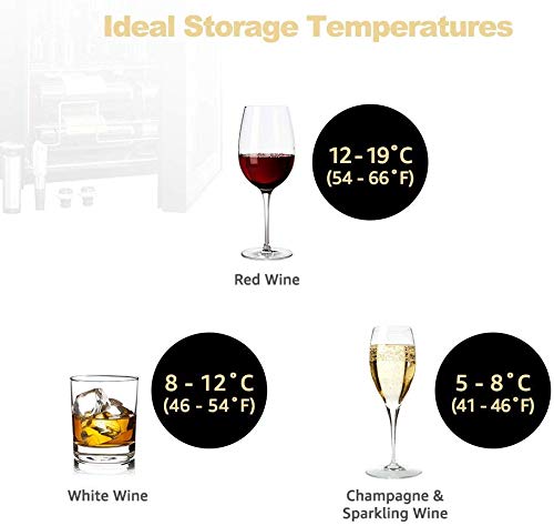 WIE 18 Bottles Wine Refrigerator Compressor System, Red and White Wine Fridge Freestanding Refrigerator Cellar with Digital Temperature Display Auto-Defrost