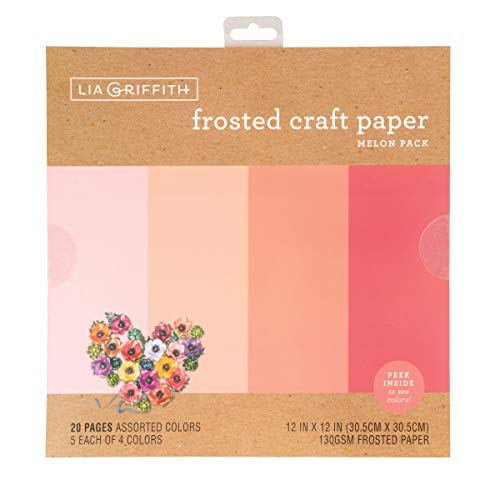 Lia Griffith Frosted Craft Paper, 12" x 12", Melon Pack 20 Sheets at Amazon