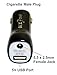 BiXPower Car Cigarette Male Plug to 5.5 x 2.5mm Female or Male Barrel Connector Adapter with 5V USB Port