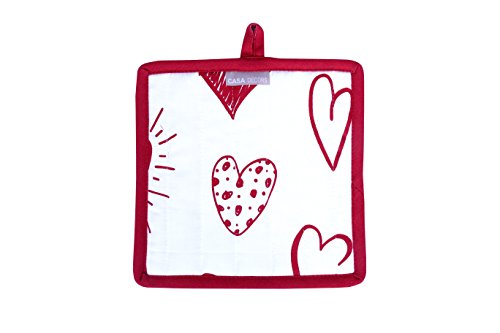 Pot Holders and Oven Mitts, Valentine Hearts Design, Heat Resistant, Made of 100% Cotton, Eco-Friendly & Safe, Set of 1 Oven Mitt and 1 Pot Holder, Pot Holders and Oven Mitts Sets By CASA DECORS - Thumbnail 3