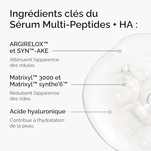 Sérum Multi-Peptides + Acide Hyaluronique, Formule anti-âge pour éliminer les pattes d'oie, améliorer l'élasticité et la fermeté de la peau, 30 ml