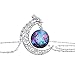 Luvalti Galaxy & Crescent Cosmic Purple Moon Pendant Necklace, Blue Glass, 17.5'' Chain, Great Gift for Women