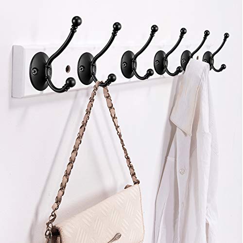 6 Pack Heavy Duty Dual Coat Hooks Wall Mounted,Flyisland Retro Double