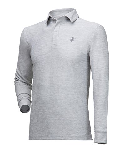 Jolt Gear Men's Dry Fit Long Sleeve Polo Golf Shirt, Moisture Wicking, Grey