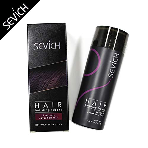 Sevich Unisex Hair Fibers - 5 Seconds Conceals Loss Hair Rebuilding, Nature Keratin Fibers for Thinning Hair, 25g - Dark Brown
