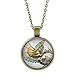 Vintage Steampunk Dragon Photo Cabochon Glass Bronze Pendant Necklace