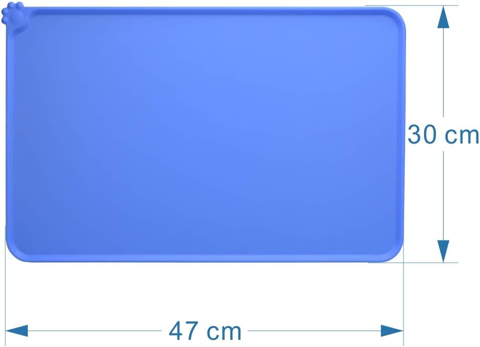 MOACC Dog Food Mat, Silicone Pet Feeding Mat, Non Slip & Waterproof Bowl Mat for Dog and Cat 47 x 30 cm, Blue - Image 3