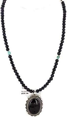 $770 Retail Tag Handmade Authentic Silver Made by Robert Little Navajo Natural Turquoise Black Onyx Purple Goldstone Native American Necklace