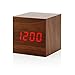 Digital Alarm Clock, Brighter Display Wooden Alarm Clocks, LED Clock For Bedroom, Small Digital clock with USB LED and Charger, Square Shape With Compatible Size Suitable For Bedrooms, Office-Brown