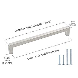 homdiy 10 Pack | 8" Brushed Nickel Cabinet Pulls