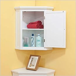 Bayfield White Shutter Door Corner Wall Cabinet By Elegant Home