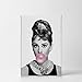 Smile Art Design Audrey Hepburn Bubble Gum Chewing Gum Black and White Canvas Print Pop Art Home Decor/Iconic Wall Art/Gallery Wrapped Canvas Art Stretched/Ready to Hang (12 x 8)
