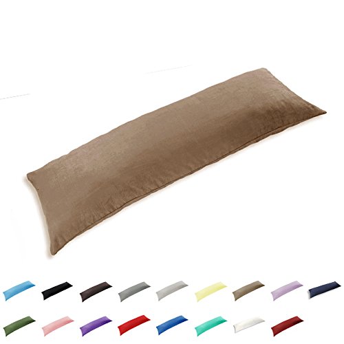 Photo 1 of TAOSON 100% Cotton 300 Thread Count Envelope Style Body Pillow Cover,Long Pillowcase Pillow Protector Cushion Cover Non Zippered 20"x48" Fits 21 x 48 Khaki Solid