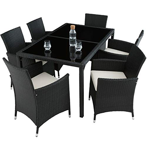 ADHW Poly Rattan GARTENMÖBEL ESSGRUPPE SITZGRUPPE GARTENGARNITUR GARTENSET (Color : Schwarz) – Bild 4