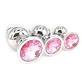 Eastern Delights® 3 Pcs Jewelry Anal Plug Steel Metal Butt Plated Plug WITH Penis Condom (Pink)