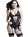 Anyou Plus Size Lingerie Sets Stretchy Lace Women Lingerie Chemise Nightwear Black X-Large