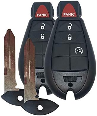 REMOTE STORE 3 Button Replacement for Dodge Chrysler & Jeep Fobik Keyless Entry Remote w/Uncut Key Insert FCC: Iyz-C01C (2 Pack, 4 BTN (L,U,P,RS))