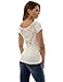 PattyBoutik Women Crochet Lace Back V Neck Cap Sleeve Blouse (Off-White Small)