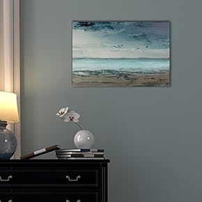 Canvas Wall Art - Abstract Seascape with Beach and Sea Horizon - Gallery Wrap Modern Home Art | Ready to Hang - 12x18 inches