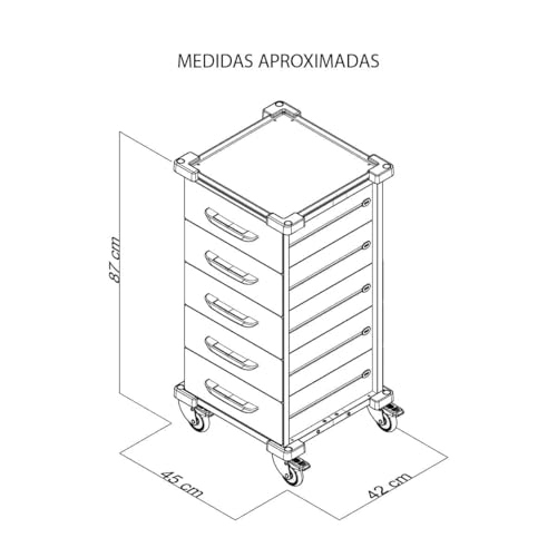Carrinho de Emergência Hospitalar 5 Gavetas com Equipamentos e Tampo Inox | Carrinho para UTI, Clínicas, Procedimentos e Hospitais | MAD.U