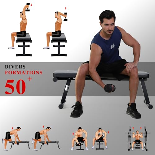 Novonova Flat Bench, Folding Weight Bench, Folding Training Bench, Multifunctional Adjustable Weight Bench Reclining Weight Bench, Abdominal / Back / Lumbar Bench Max Load 150kg