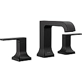 Delta Velum Matte Black Bathroom Faucet 3 Hole, 8 Inch Widespread Bathroom Sink Faucet for Vanity, Metal Push-Pop Drain Assembly, Matte Black 3539LF-BLMPU